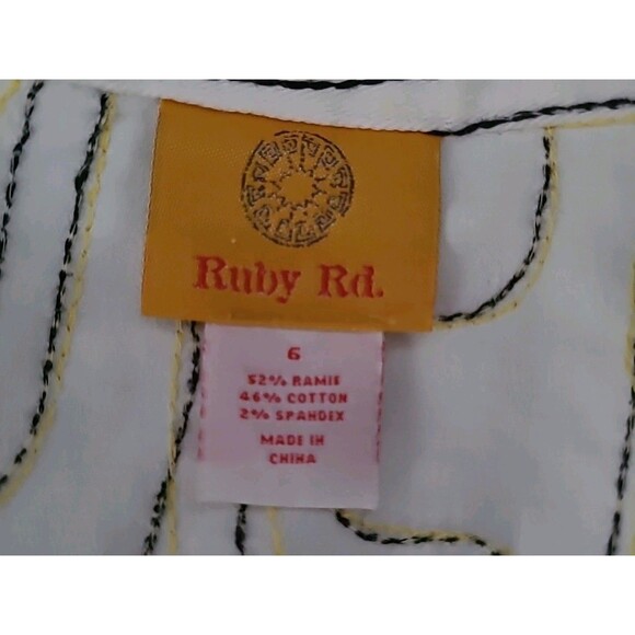 Vintage Ruby Rd Denim Artsy Jacket Womens Size 6 White Black Retro Artsy - Picture 8 of 10